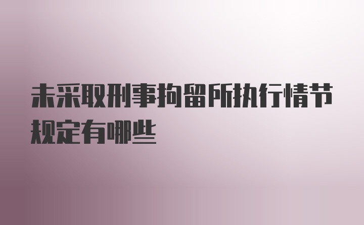 未采取刑事拘留所执行情节规定有哪些