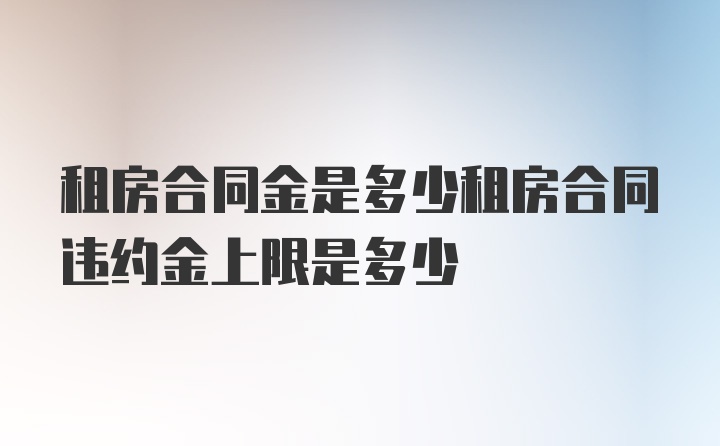 租房合同金是多少租房合同违约金上限是多少