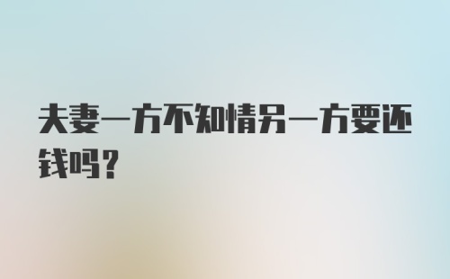 夫妻一方不知情另一方要还钱吗?