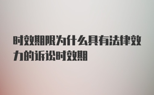 时效期限为什么具有法律效力的诉讼时效期