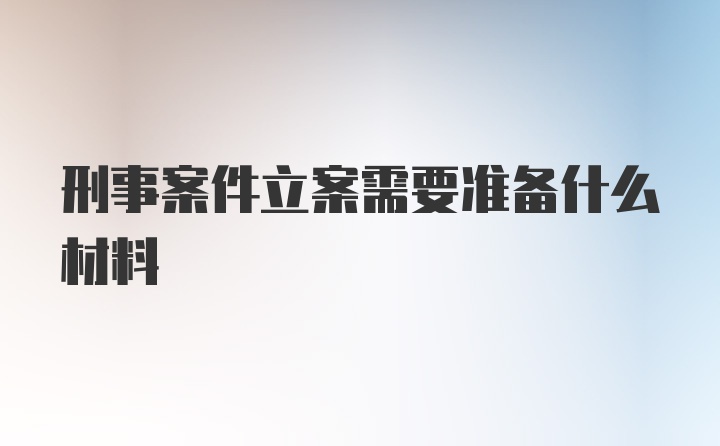 刑事案件立案需要准备什么材料