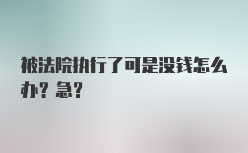 被法院执行了可是没钱怎么办?急?