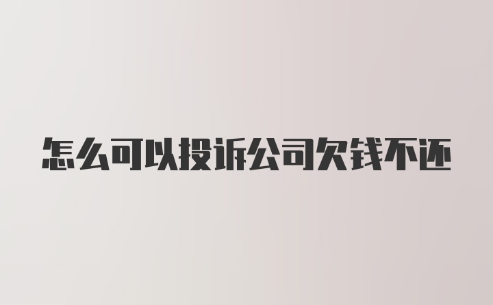 怎么可以投诉公司欠钱不还