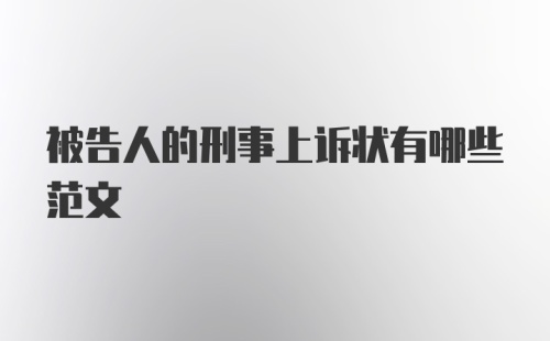 被告人的刑事上诉状有哪些范文