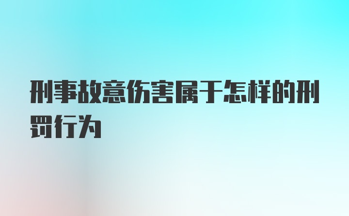 刑事故意伤害属于怎样的刑罚行为