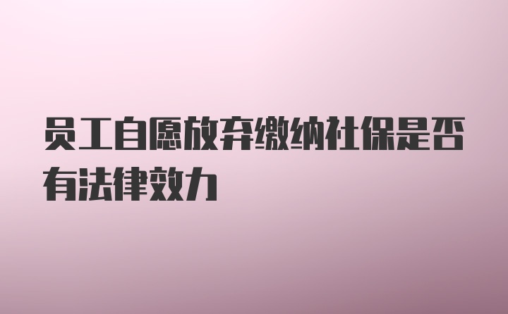 员工自愿放弃缴纳社保是否有法律效力