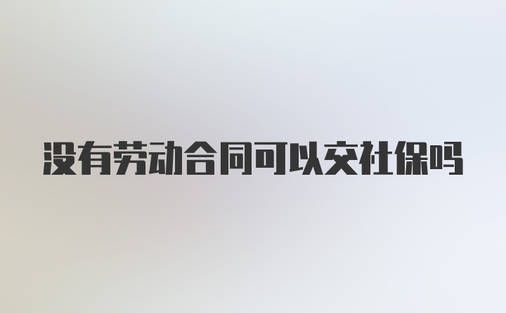 没有劳动合同可以交社保吗