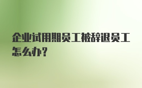 企业试用期员工被辞退员工怎么办？