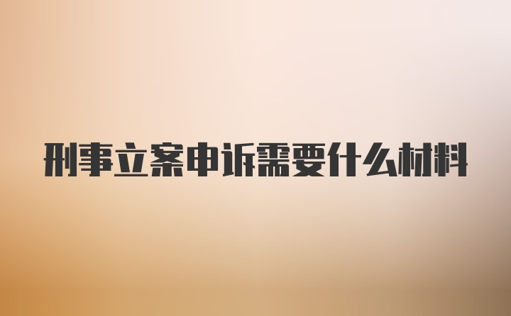 刑事立案申诉需要什么材料