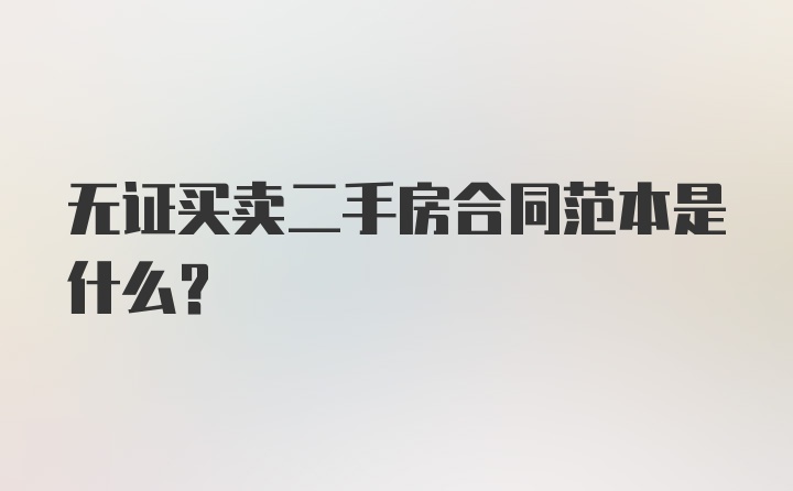 无证买卖二手房合同范本是什么？