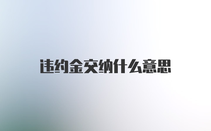 违约金交纳什么意思