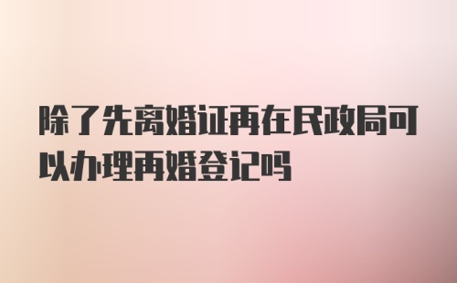 除了先离婚证再在民政局可以办理再婚登记吗