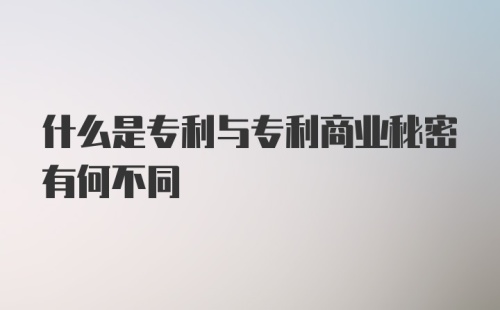 什么是专利与专利商业秘密有何不同