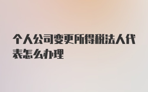 个人公司变更所得税法人代表怎么办理