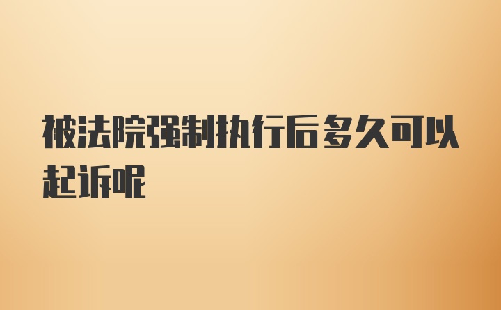 被法院强制执行后多久可以起诉呢