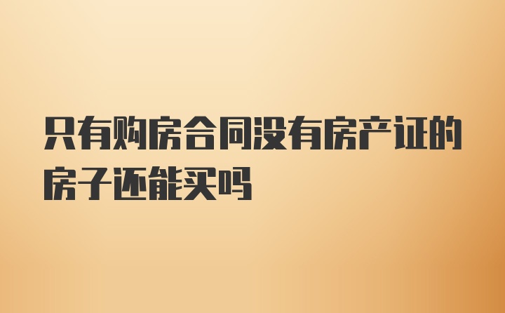 只有购房合同没有房产证的房子还能买吗