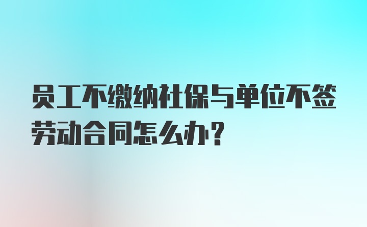 员工不缴纳社保与单位不签劳动合同怎么办？