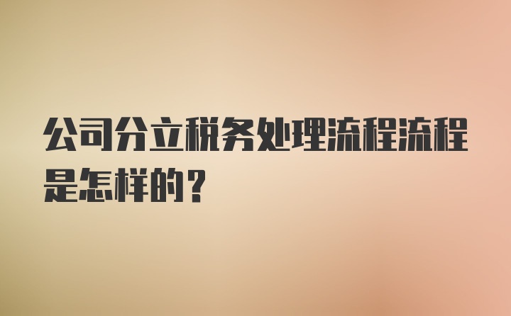 公司分立税务处理流程流程是怎样的？