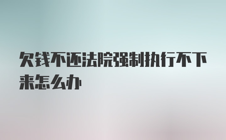 欠钱不还法院强制执行不下来怎么办