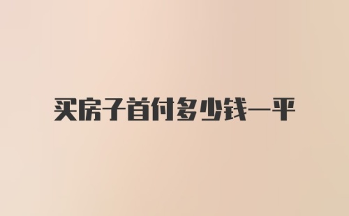 买房子首付多少钱一平