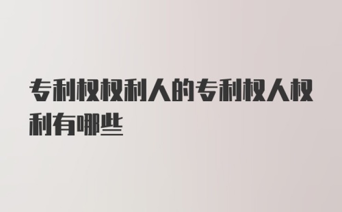 专利权权利人的专利权人权利有哪些