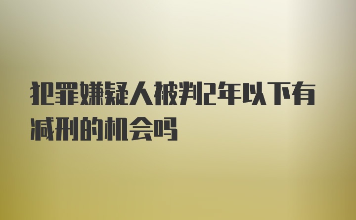 犯罪嫌疑人被判2年以下有减刑的机会吗