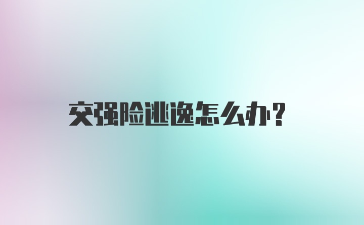 交强险逃逸怎么办？