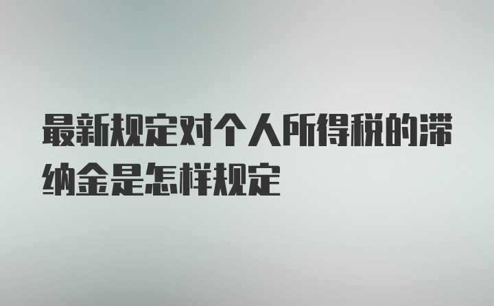 最新规定对个人所得税的滞纳金是怎样规定