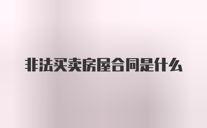 非法买卖房屋合同是什么