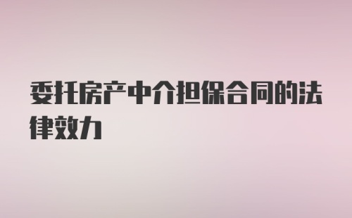 委托房产中介担保合同的法律效力