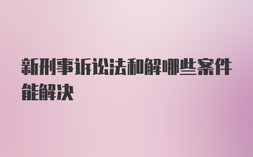 新刑事诉讼法和解哪些案件能解决