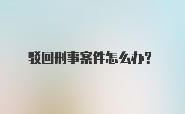 驳回刑事案件怎么办?