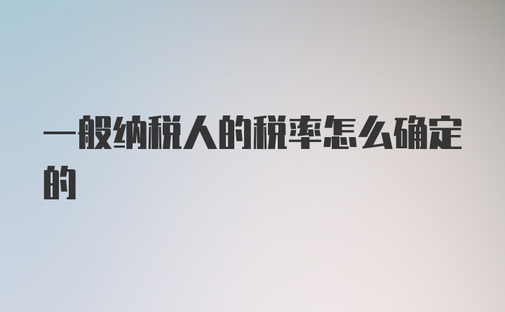 一般纳税人的税率怎么确定的