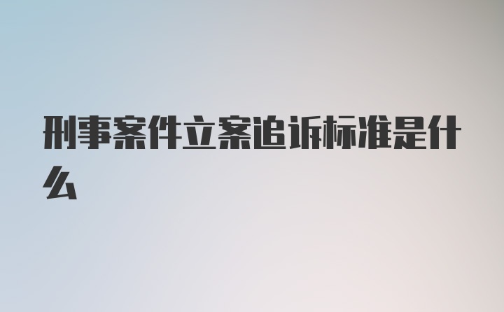 刑事案件立案追诉标准是什么