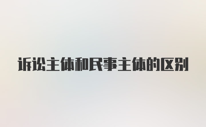 诉讼主体和民事主体的区别