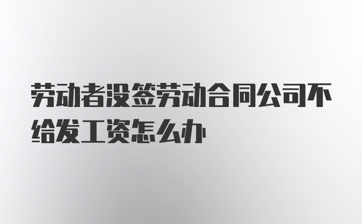 劳动者没签劳动合同公司不给发工资怎么办