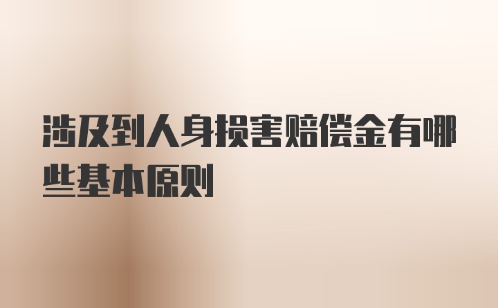 涉及到人身损害赔偿金有哪些基本原则