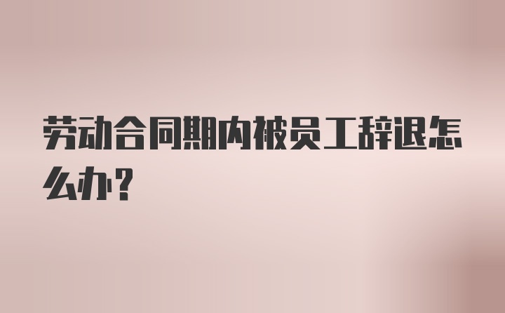 劳动合同期内被员工辞退怎么办？