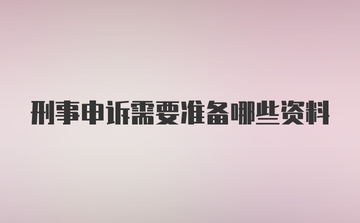 刑事申诉需要准备哪些资料