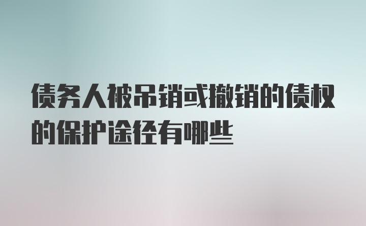 债务人被吊销或撤销的债权的保护途径有哪些