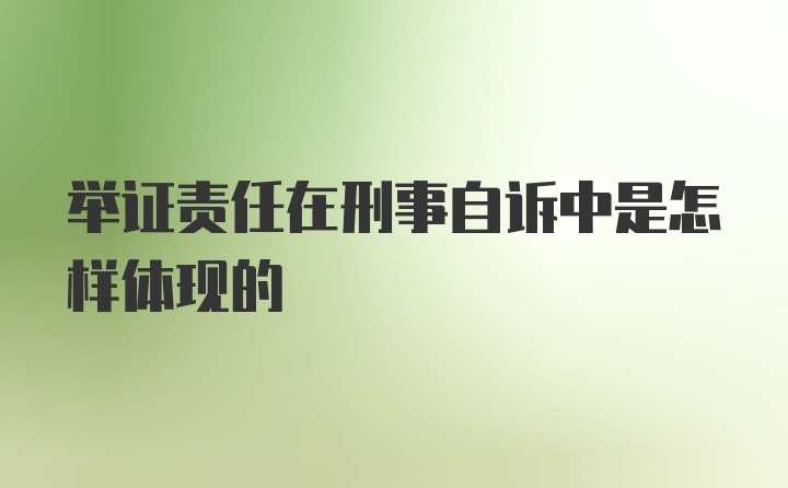 举证责任在刑事自诉中是怎样体现的