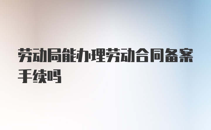 劳动局能办理劳动合同备案手续吗