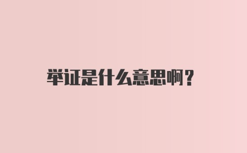 举证是什么意思啊？