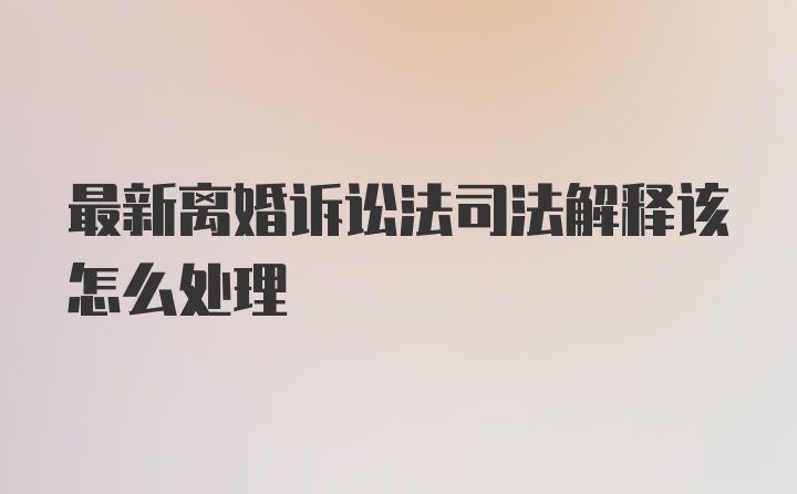 最新离婚诉讼法司法解释该怎么处理