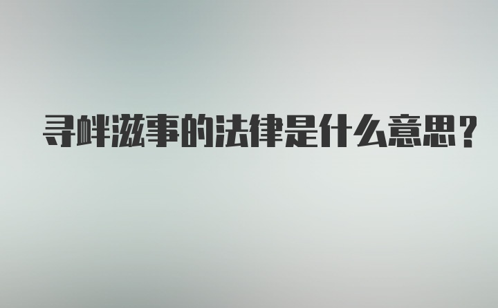 寻衅滋事的法律是什么意思？