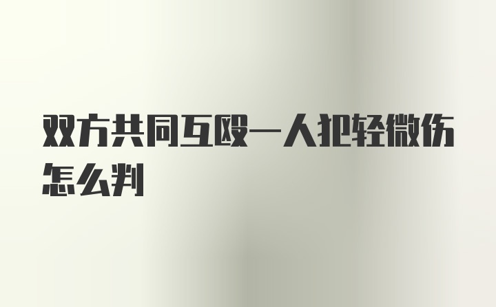 双方共同互殴一人犯轻微伤怎么判