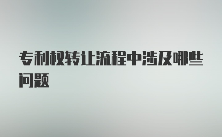 专利权转让流程中涉及哪些问题