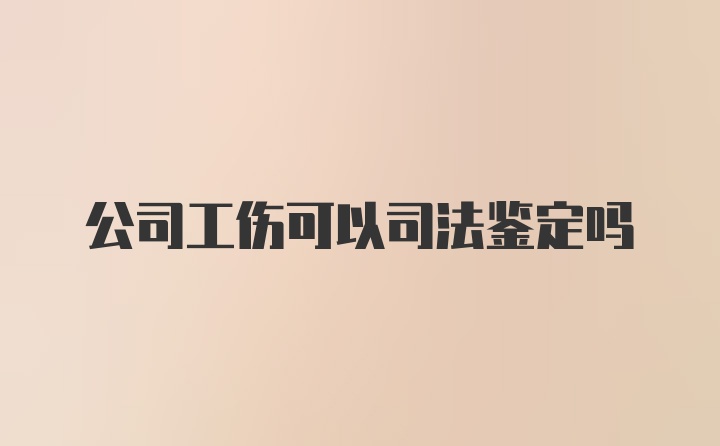 公司工伤可以司法鉴定吗