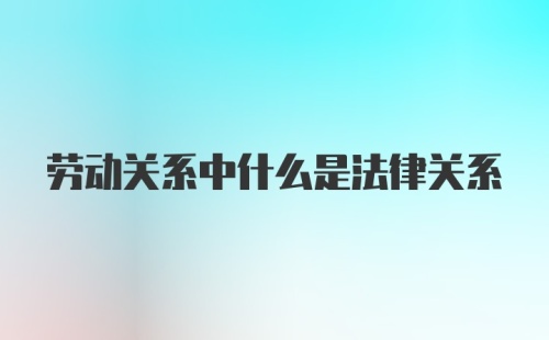 劳动关系中什么是法律关系