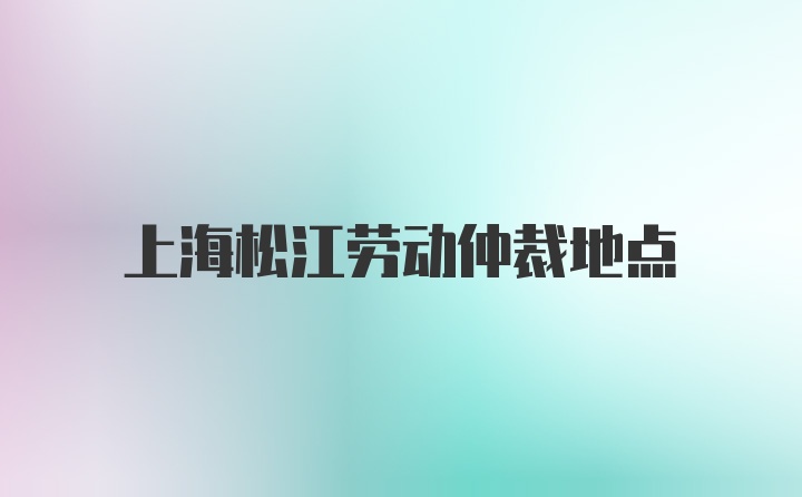 上海松江劳动仲裁地点